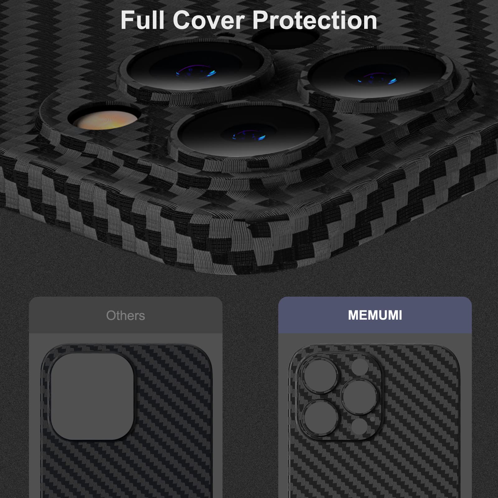 memumi [Upgraded Version Thin Case for iPhone 14 Pro Max Carbon Fiber Pattern 0.3mm Matte Back Cover for iPhone 14 Pro Max Ultra Thin Case with Mnimalist Design and Scratch Resistant Black