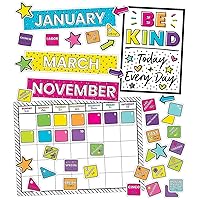 129 Pcs. Carson Dellosa Kind Vibes Calendar Bulletin Board Set, Colorful Bulletin Board Calendar Classroom Décor with Motivational Mini Posters, Numbers, Holidays and Birthdays