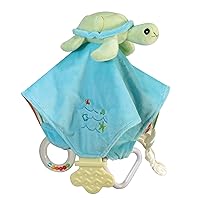 Stephan Baby Go Fish Plush Chewbie Activity Toy and Teething Blankie, Green Sea Turtle