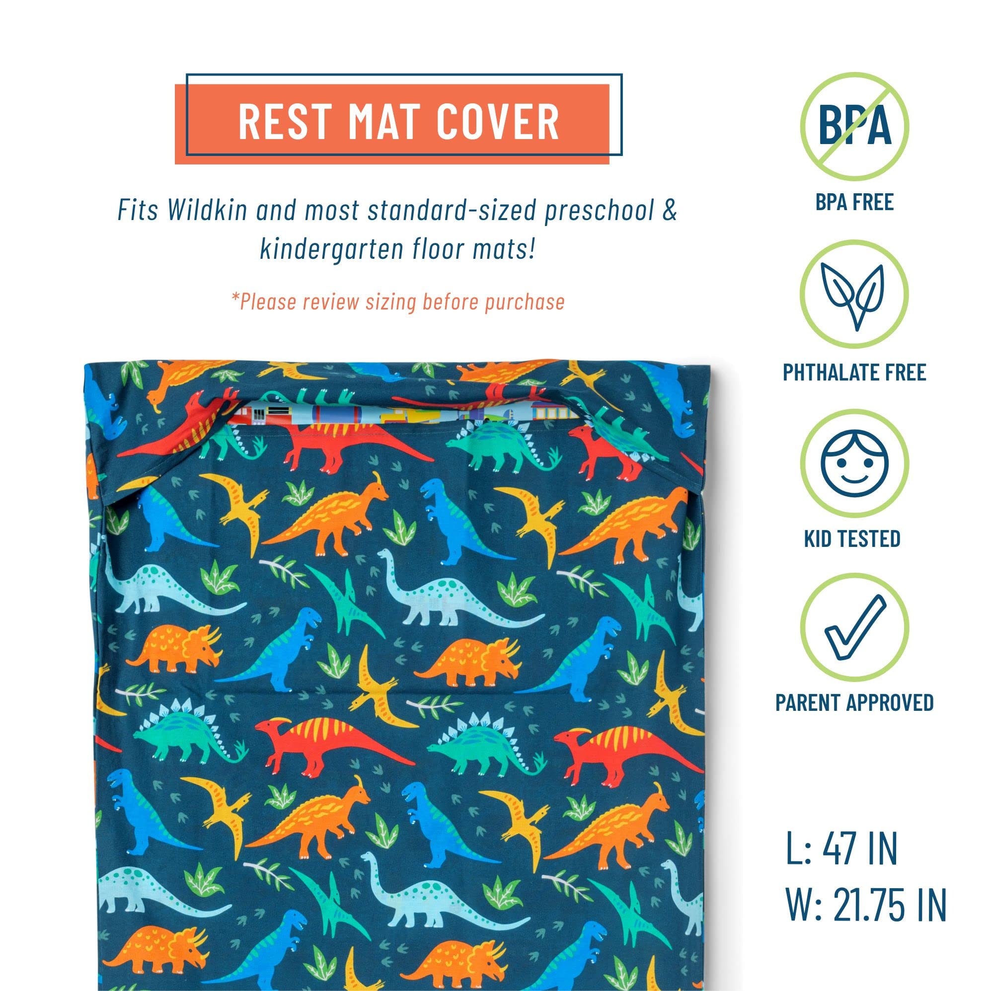 Wildkin Kids Vinyl Nap-Mat Bundle with Nap-Mat Cover (Jurassic Dinosaurs)