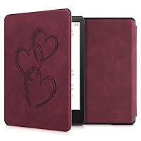 kwmobile Cover Compatible with Amazon Kindle Paperwhite 11. Generation 2021 Cover - eReader Case - Brushed Heart Abstract Dark Red