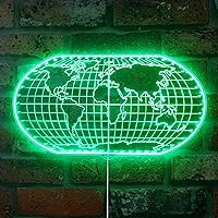 Globe World Map Atlas RGB Dynamic Glam LED Sign - Cut-to-Edge Shape - Smart 3D Wall Decoration - Multicolor Dynamic Lighting st06s84-fnd-i0006-c