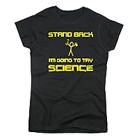 Nutees Women's Stand Back I'm Going To Try Science Womens T Shirt Black Medium