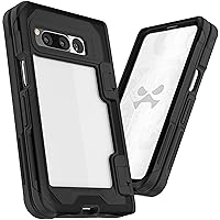 Ghostek ATOMIC slim Google Pixel Fold Case Clear with Aluminum Metal Bumper Full Hinge Protection Premium Rugged Heavy Duty Shockproof Phone Cover Designed for 2023 Google Pixel Fold (7.6inch) (Black)