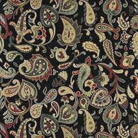 A0021C Red Orange Yellow Green and Black Floral Paisley Contemporary Upholstery Fabric by The Yard- Closeout