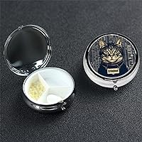 Round Pill Box Pill Case Weekly Pill Organizer with 3 Compartments Criminal cat Pictures Pillbox Small Pill Container Portable Vitamin Holder Boxes for Supplements Medicine Organizer for Pill