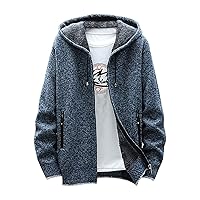 Hoodies For Men Cardigan Sweaters Full Zip Up Hooded Knitted Sweatshirts Fleece Lined Sweater Jackets With Pockets