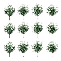 BESTOYARD 24Pcs Christmas Pine Needles Artificial Pine Branches Pine Twigs Stems Picks Green Plants Pine Needles for DIY Garland Wreath Christmas Embellishing Decoration 7X5CM
