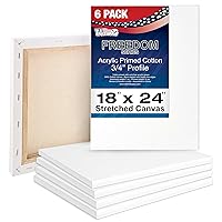 U.S. Art Supply 18 x 24 inch Stretched Canvas 12-Ounce Primed 6-Pack - Professional White Blank 3/4