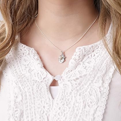 Girl's Sterling Silver Miraculous Necklace or Miraculous Cluster Necklace with Cultured Pearl and Cross