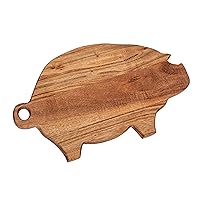 Creative Co-Op Decorative Mango Wood Pig Shaped Cheese and Cutting Board with Handle, Natural