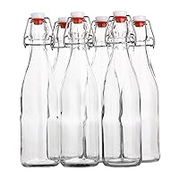 AYL Flip Top Glass Bottle – Swing Top Brewing Bottle with Stopper for Beverages, Oil, Vinegar, Kombucha, Beer, Water, Soda, Kefir – Airtight Lid & Leak Proof Cap – Clear (6)