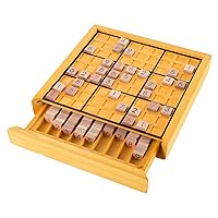 Hey! Play! Wood Sudoku Board Game Set- Complete Set with Number Tiles, Wooden Game Board and Puzzle Book- Number Thinking Game for Adults and Kids (80-EC03)