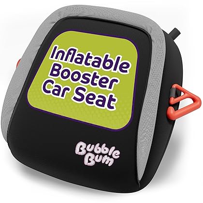 bubblebum Inflatable Booster Car Seat - Blow Up Narrow Backless Booster Car Seat for Travel. Portable Booster Seat for Toddlers, Kids, Child - Black