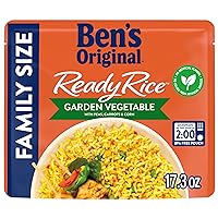 BEN'S ORIGINAL READY RICE Garden Vegetable Medley Flavored Rice, Family Size, 17.3 OZ Pouch (Pack of 6)