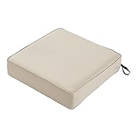 Classic Accessories Montlake Water-Resistant 25 x 25 x 5 Inch Outdoor Seat Cushion, Durable Patio Furniture Cushion with Straps,Antique Beige, Outdoor Cushion Cover