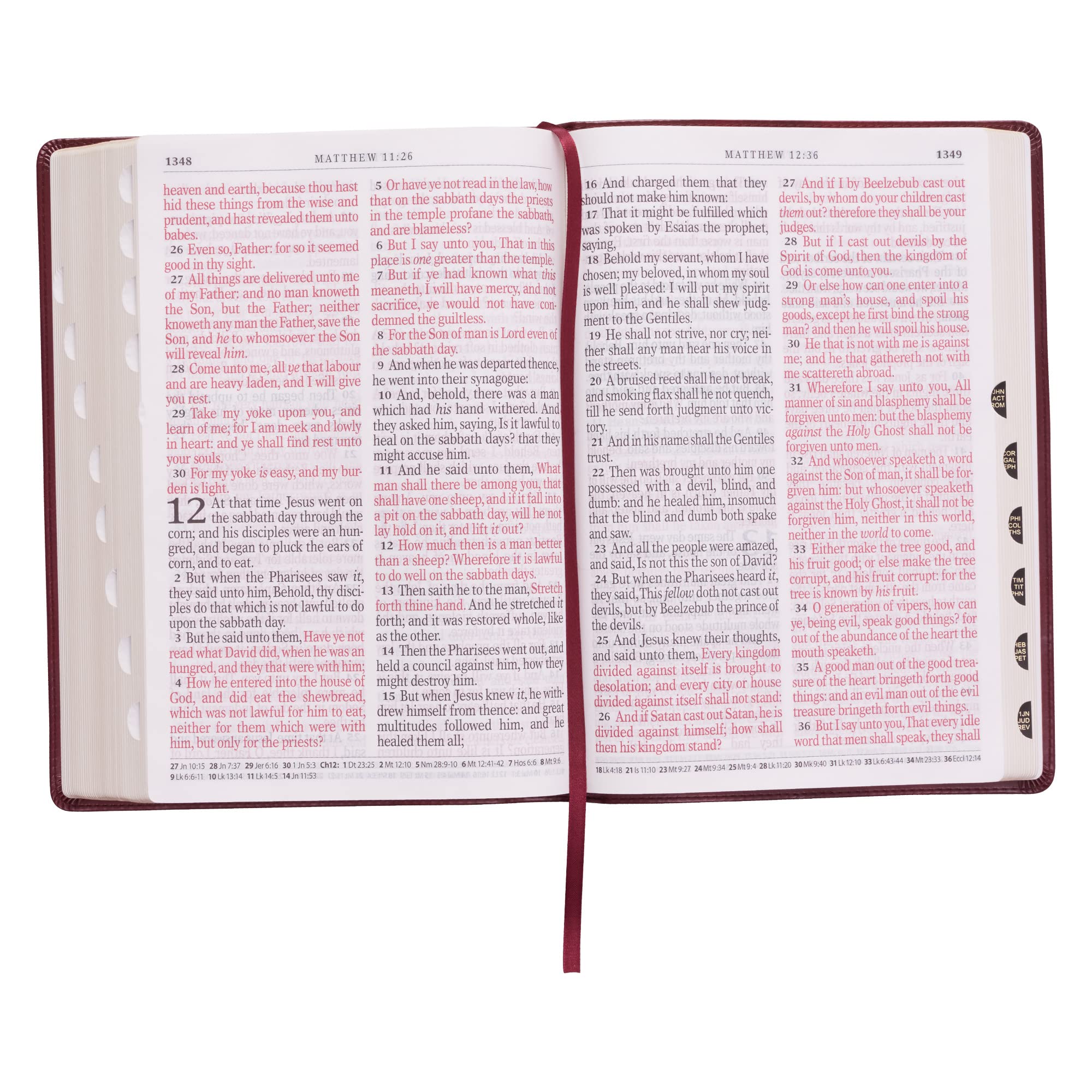 KJV Holy Bible, Super Giant Print Faux Leather Red Letter Edition - Thumb Index & Ribbon Marker, King James Version, Burgundy