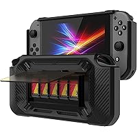 Slim Heavy Duty Switch Case [Stores 5 Games] Compact Multi Angle Holder Play Stand for Nintendo Switch Accessories [Black]