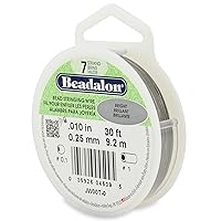 Beadalon 7 Strand Stainless Steel Bead Stringing Wire, 0.010 in / 0.25 mm, Bright, 30 ft / 9.2 m