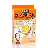 AZURE Vitamin C & Collagen Moisturizing Facial Mask- Anti Aging, Deeply Moisturizing & Firming - Brightening Mask, Improves Elasticity - Skin Care Made in Korea - 5 Pack