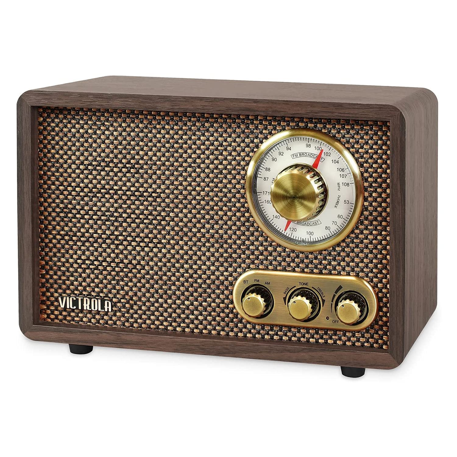 Victrola Retro Wood Bluetooth FM/AM Radio with Rotary Dial, Espresso