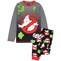 Ghostbusters Kids Pyjamas | Boys Girls Grey Black Ghosts T-Shirt Long Length Bottoms Pjs | Childrens Movie Merchandise