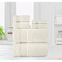 Chic Home Premium 6-Piece 100% Pure Turkish Cotton Towel Set - 2 Bath Towels, 2 Hand Towels, 2 Washcloths, Jacquard Weave Design, Hypoallergenic, Durable, Oeko-TEX Standard 100 Certified, Beige