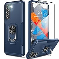 Oterkin for Samsung Galaxy S21 FE Case,Heavy Duty Military Grade Shockproof Case for Galaxy S21 FE 5G with Kickstand Ring Tempered Glass Screen Protector S21 FE Case Support Magnetic Car Mount (Navy)