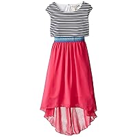 Speechless Big Girls' High Low Dress with Striped T-Shirt Bodice