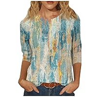 Spring Tops Womens 2024, Women's Casual 3/4 Sleeve T-Shirts Round Neck Cute Tunic Tops Basic Tees Loose Fit Blouses