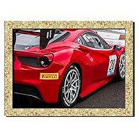 488 Gt3 Car Wall Art Decor Picture Painting Poster Print on Fine Art Paper Panels Pieces - Sport Car Theme Wall Decoration Set - Car Wall Picture for Showroom Office 12 by 16 in