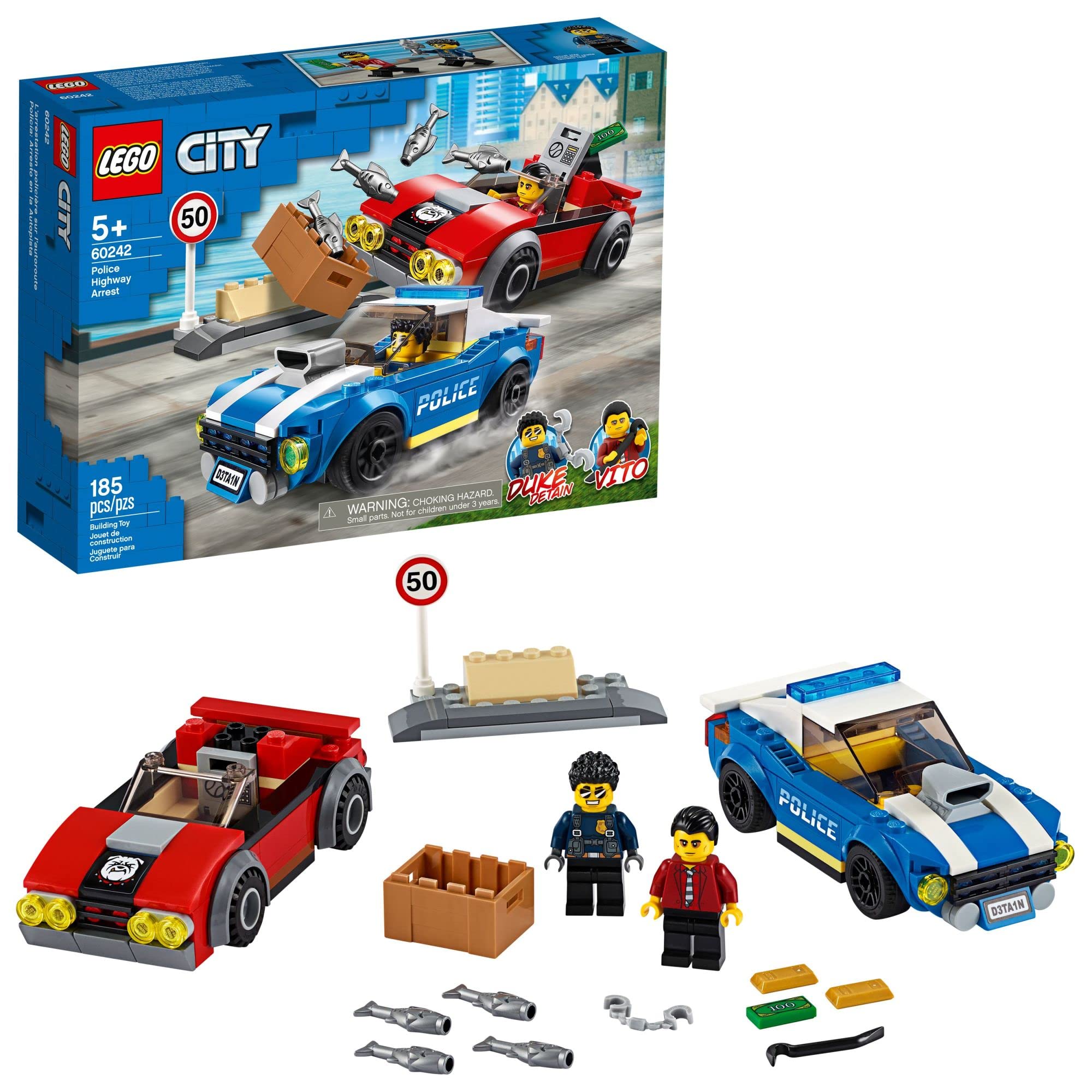 LEGO City Police Highway Arrest 60242 Police Toy, Fun Building Set for Kids (185 Pieces)