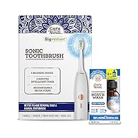 GuruNanda Sonic Toothbrush with 5000 Rechargeable Electric Power, 2 Brush Heads & 1 Travel Case - And Concentrated Mouthwash with Natural Essential Oils - Whiter Teeth, Healthier Gums & Fresher Breath