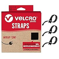 VELCRO Brand ECO Collection | 5 Inch Small Straps for Cords | Reusable Cable Ties | 3/8