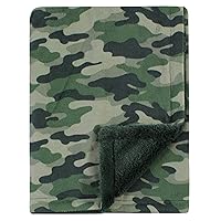 Hudson Baby Unisex Baby Plush Blanket with Furry Binding and Back, Camo, One Size