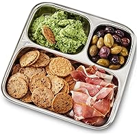 Set of 2 Stainless Steel Kid’s Plate 3 Compartment Great for Camping, Kids Lunch and Dinner or Every Day Use