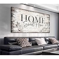 arteWOODS Home Sweet Home Wall Art Sign Large Dark Brown Farmhouse Wall Sign for Living Room Decoration Wooden Board Design Canvas Prints Modern Rustic Artwork Leaf Pictures Wall Decor 20