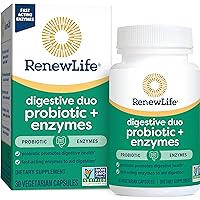 Renew Life Digestive Duo Probiotic + Enzymes; Probiotic Promotes Digestive Health; Fast-Acting, Potent Digestive Enzymes to Aid in Digestion; Non-GMO Project Verified; 30 Vegetarian Capsules*