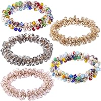 PAGOW 5PCS Crystal Ponytail Holder, Pearl Scrunchies Hair Bands, Retractable Hair Ties for Women And Girls