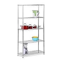 Honey-Can-Do, 5-Tier Chrome Heavy-Duty Adjustable Shelving Unit with 200-lb Per Shelf Weight Capacity