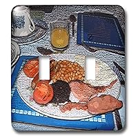 3dRose lsp_44648_2 Traditional English Breakfast of Juice, Beans, Blood Pudding, Fried Eggs, Sausage and Tomato's Textured Toggle Switch