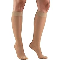 Truform Sheer Compression Stockings, 15-20 mmHg, Women's Knee High Length, 20 Denier, Light Beige, Large