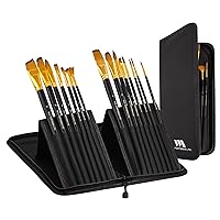 WA Portman 15-pc Acrylic Paint Brushes Set with Case - Acrylic, Oil, Watercolor Brush Set - 15 All-Purpose Paint Brushes with Zip-Up Case - Artist Paint Brushes for Acrylic Painting Holder