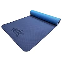 Cathe Blue Eco-Friendly Extra Thick TPE Yoga Exercise Mat - Perfect for yoga, pilates, floor exercises, core training, strength training, stretching and meditation