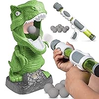 Discovery Kids Hungry T-Rex Feeding Game, Carnival Style Shooting Competition for Kids, 8 Indoor Safe Foam Balls with Air Launcher, Electronic LCD Screen with Lever Tongue, Great for Ages 6 & Up