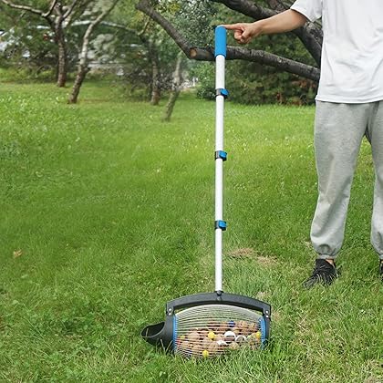 Zozen Nut Gatherer, Walnut Picker Upper Roller - Directly Dump Outlet | Apply to Pinecone, Hickory Nuts, Chestnuts, Buckeyes, Nerf Balls, Golf, Crab Apple Objects 1'' to 2-1/2''; 55 inch, 1.5 Gallon