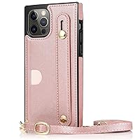 Wallet Case for iPhone 15 Pro Max/15 Pro/15 Plus/15, RFID Blocking Card Slot Leather Case with Shoulder Strap Kickstand AntiScratch Cover,Gold,15 Pro 6.1''