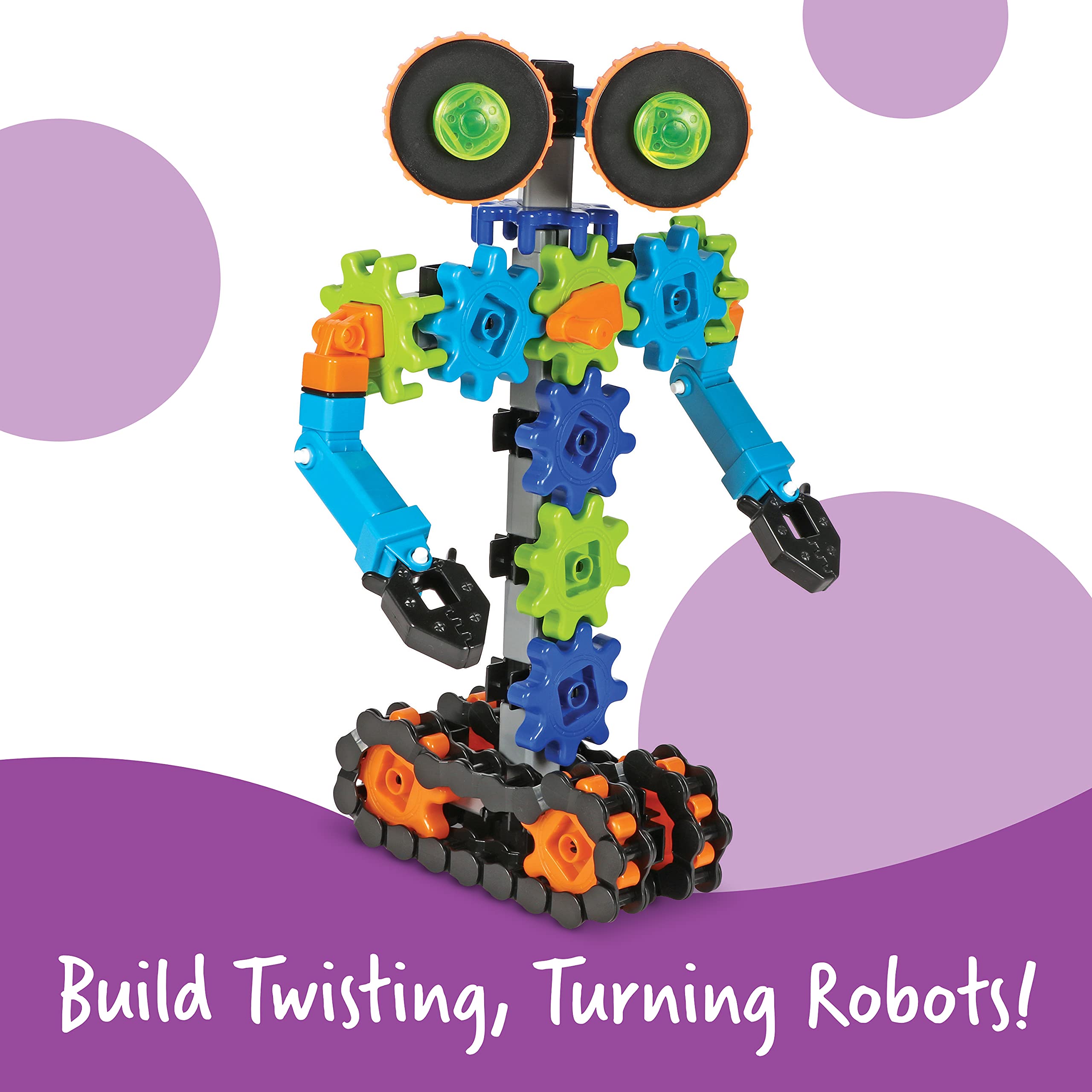 Learning Resources Gears! Gears! Gears! Robots in Motion Building Set - 116 Pieces, Ages 5+, Robot Toy, STEM Toys for Kids, Robots for Kids, Back to School Gifts