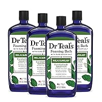 Foaming Bath with Pure Epsom Salt, Relax & Relief with Eucalyptus & Spearmint, 34 fl oz (Pack of 4) (Packaging May Vary)