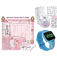 ATHENA FUTURES Potty Training Timer Watch - Dinosaur Design and Potty Training Chart for Toddlers - Princess Design and Disposable Toilet Seat Covers for Toddlers - Unicorn Liners